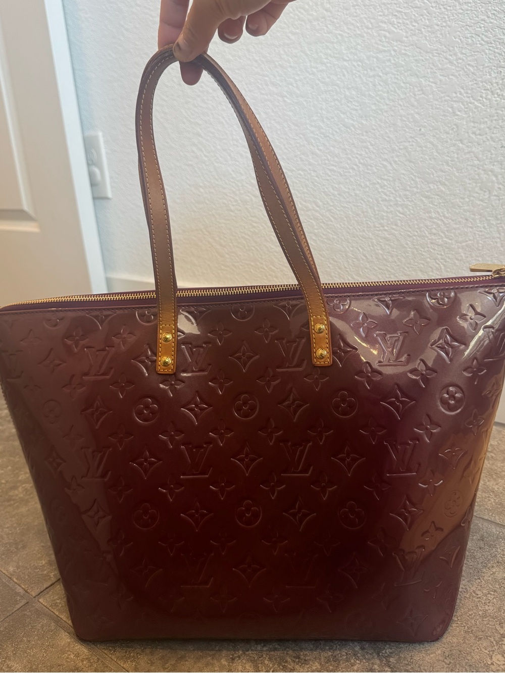 Louis Vuitton monogram vernis Bellevue GM zip Tote Bag Violet Purple - Picture 4 of 16